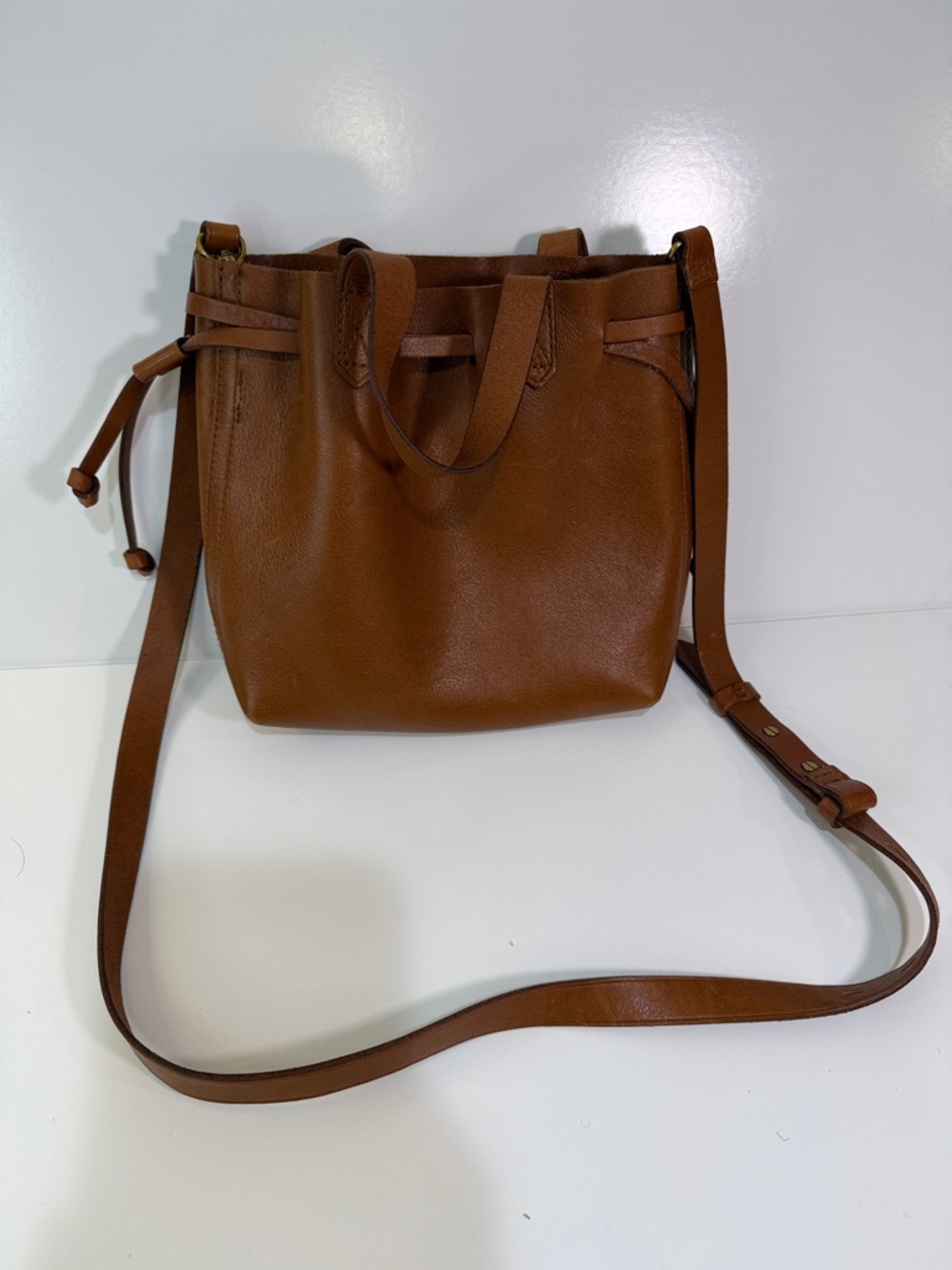 Madewell Brown Leather Drawstring Crossbody